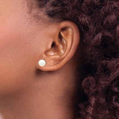14K White Gold 6 7mm Round Freshwater Cultured Pearl Stud Post Earrings