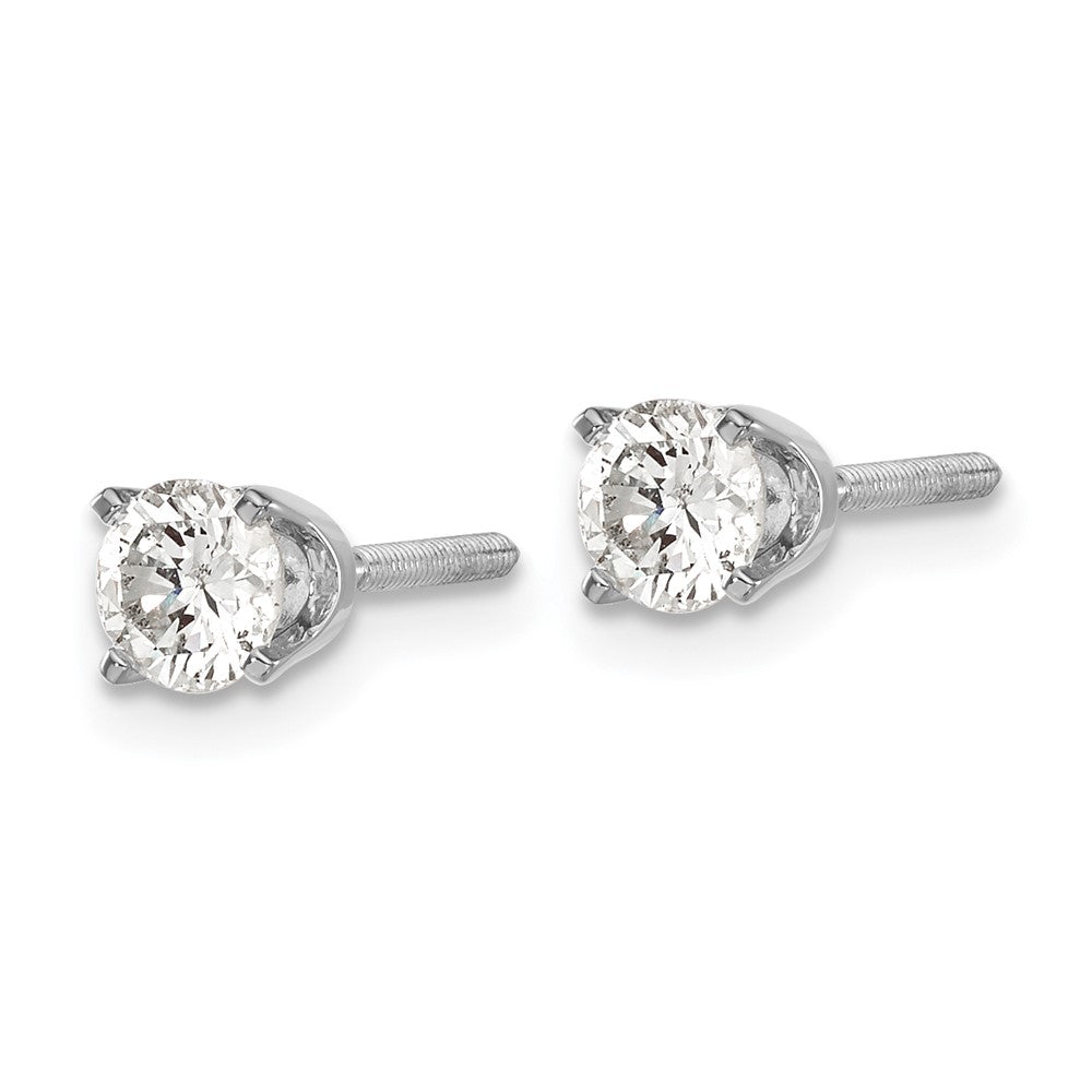 14K White Gold Aaa Quality Complete Diamond Stud Earring