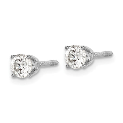 14K White Gold Aaa Quality Complete Diamond Stud Earring