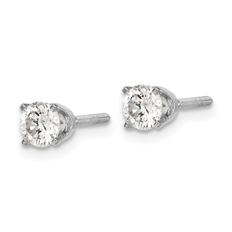 14K White Gold Aaa Quality Complete Diamond Stud Earring