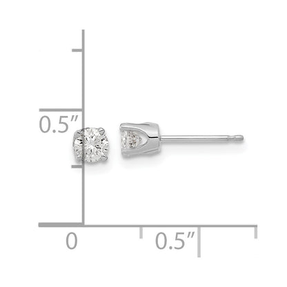 14K White Gold Aaa Quality Complete Diamond Stud Earring