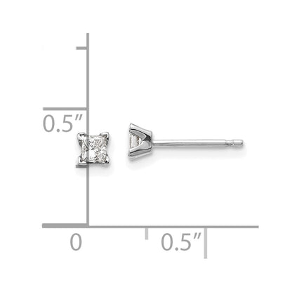 14k White Gold AAA Quality Complete Princess Cut Diamond Earring
