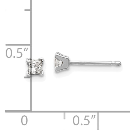 14k White Gold AA Quality Complete Princess Cut Diamond Earrings