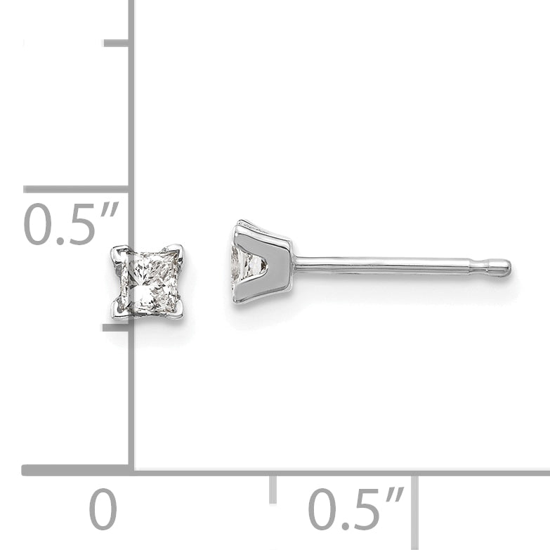 14k White Gold AA Quality Complete Princess Cut Diamond Earrings