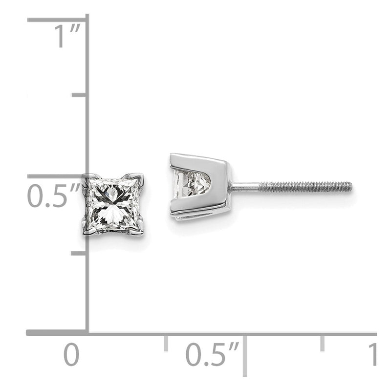 14k White Gold VS Quality Complete Princess Cut Diamond Earrings