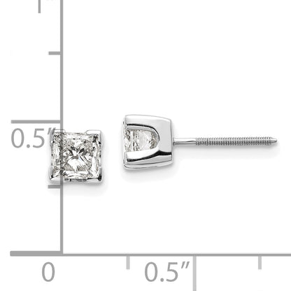 14k White Gold 1ct AAA Quality Complete Princess Cut Diamond Earrings