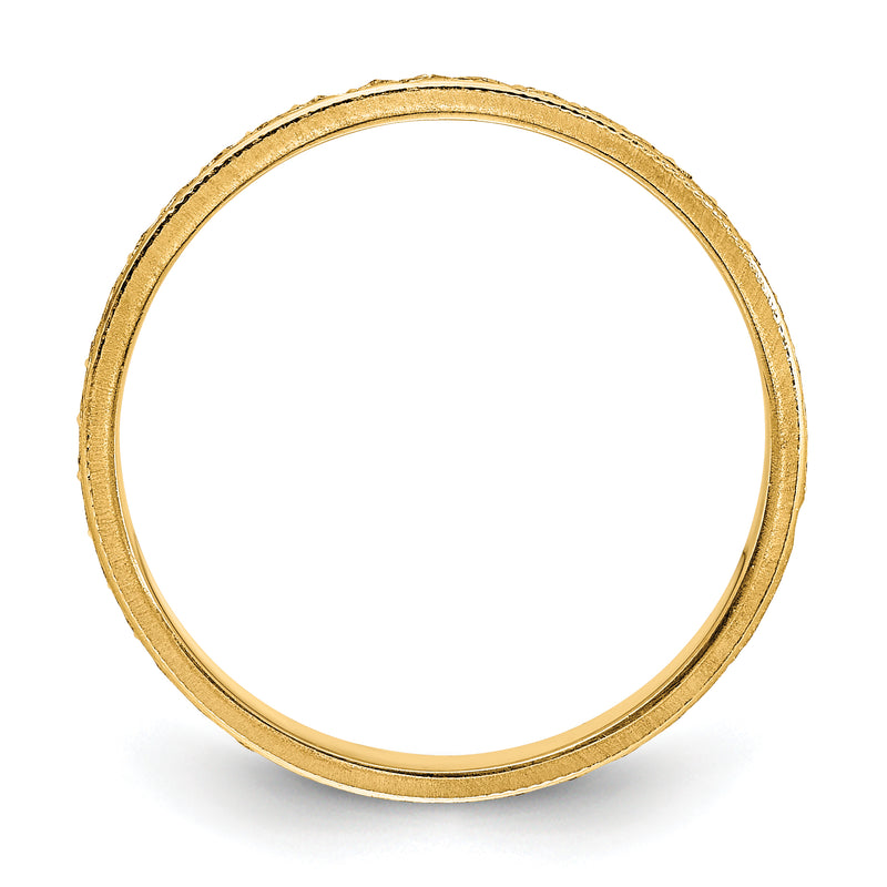 14K Yellow Gold 3mm Design Etched Wedding Band