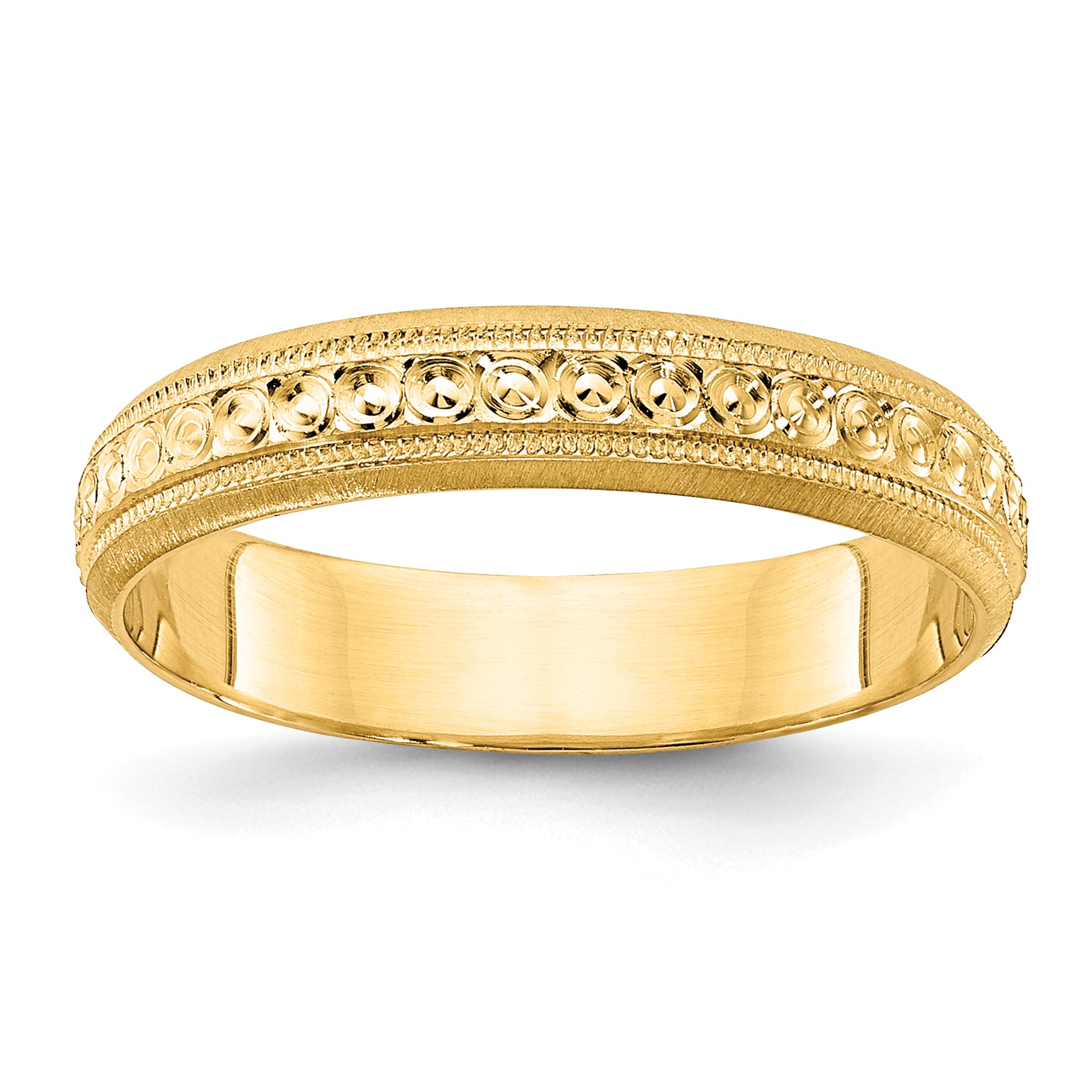 14K Yellow Gold 3mm Design Etched Wedding Band