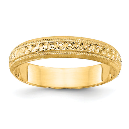 14K Yellow Gold 3mm Design Etched Wedding Band