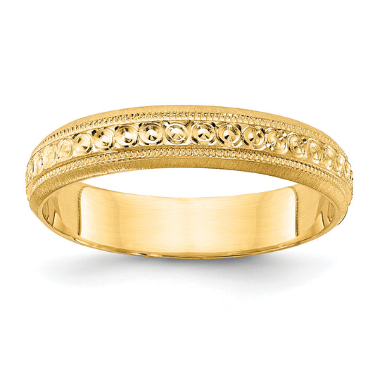 14K Yellow Gold 3mm Design Etched Wedding Band