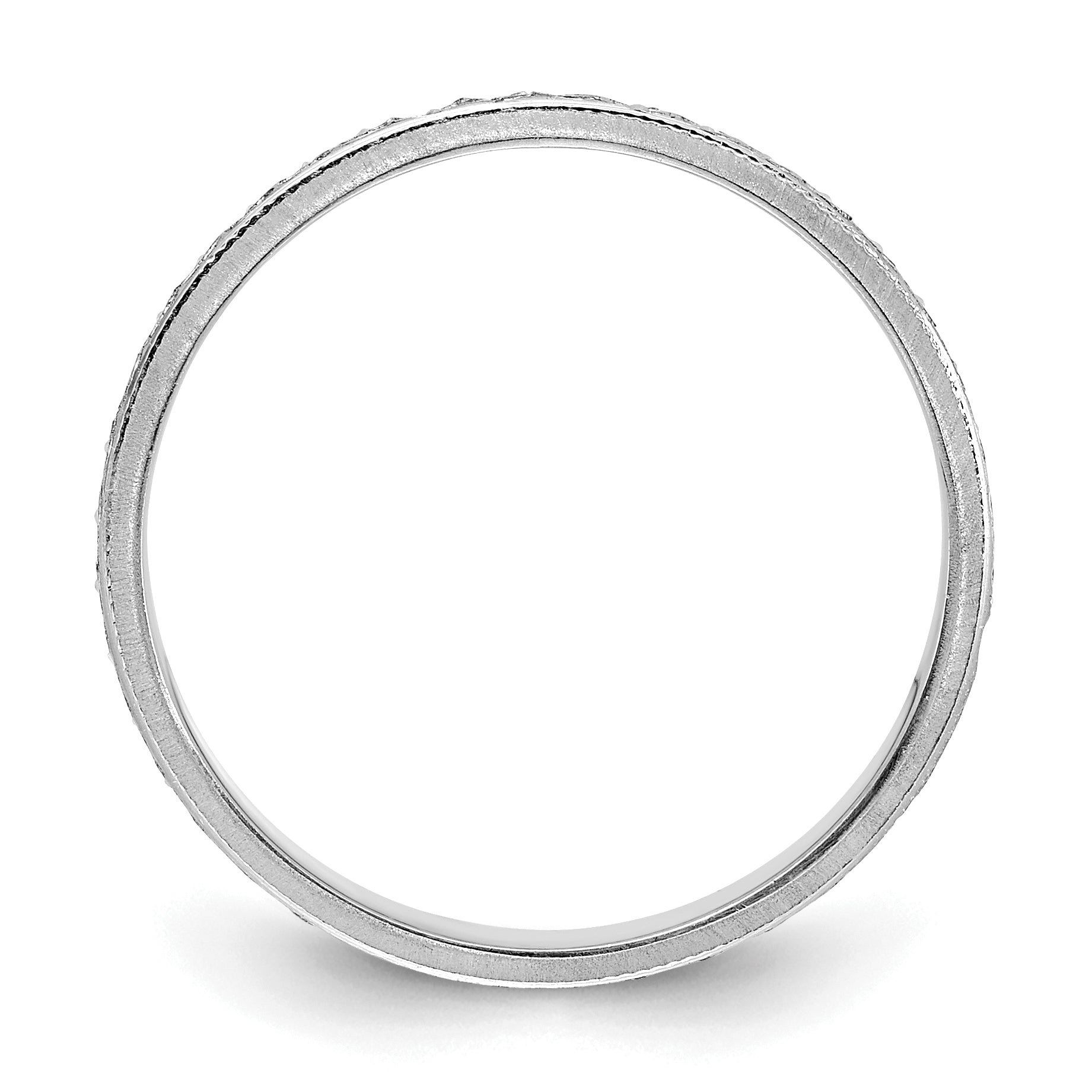 14K White Gold 3.75mm Design Etched Wedding Band