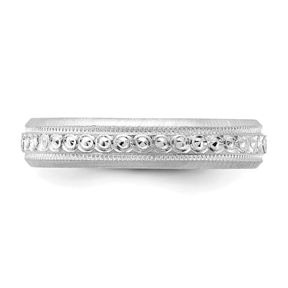 14K White Gold 3.75mm Design Etched Wedding Band