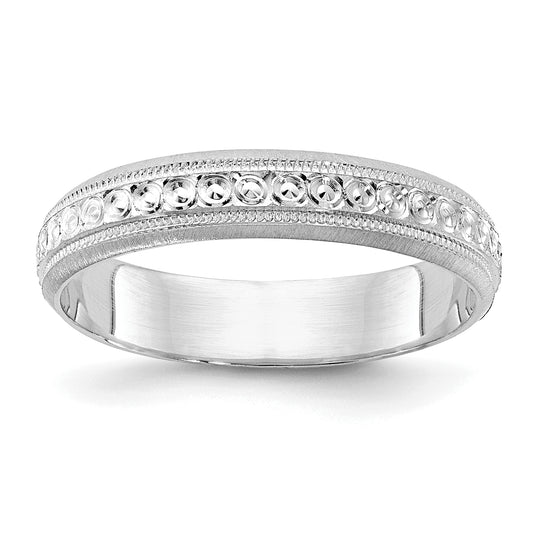 14K White Gold 3.75mm Design Etched Wedding Band