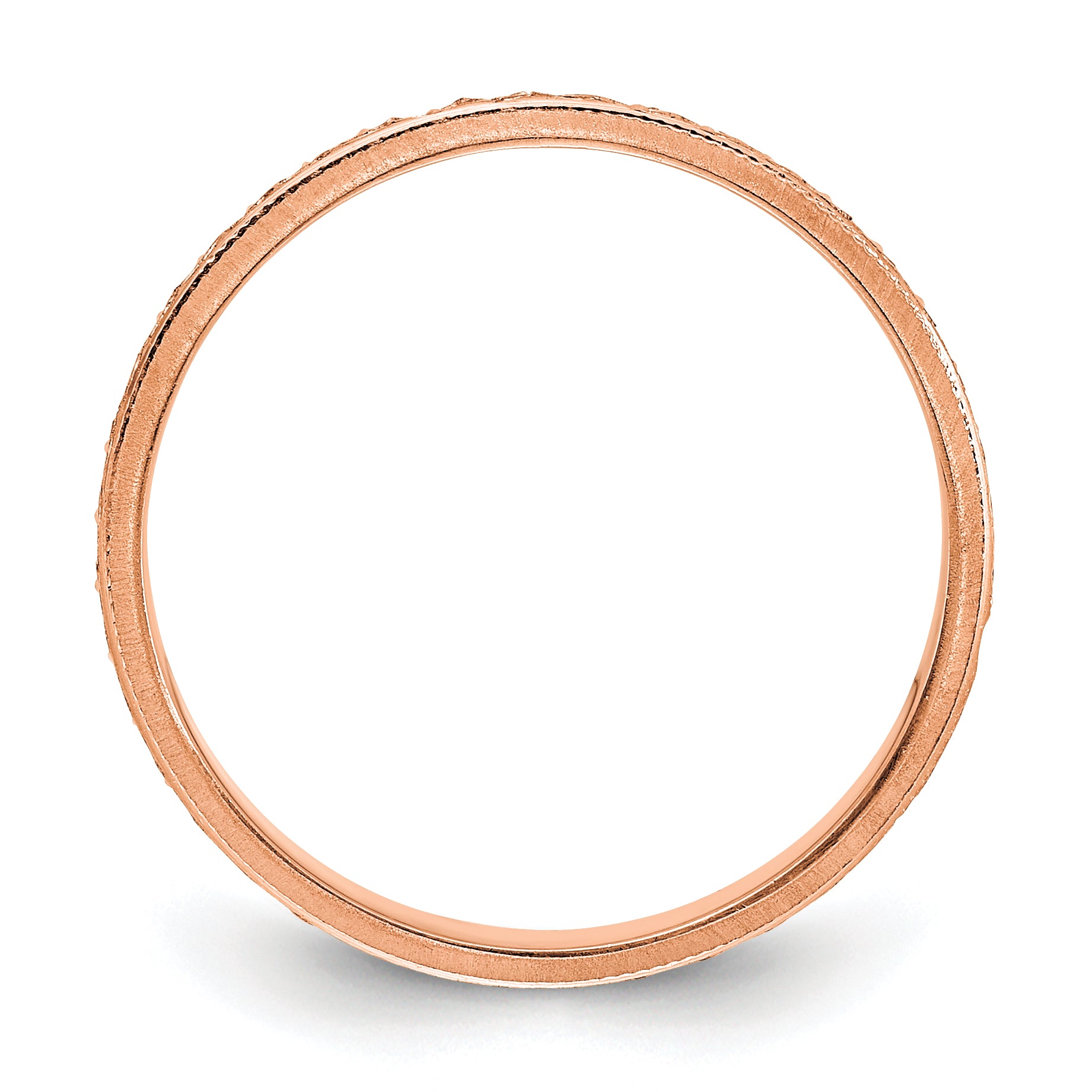 14K Rose Gold 3mm Design Etched Wedding Band