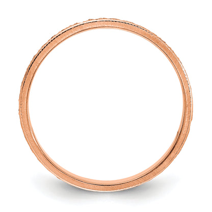 14K Rose Gold 3mm Design Etched Wedding Band