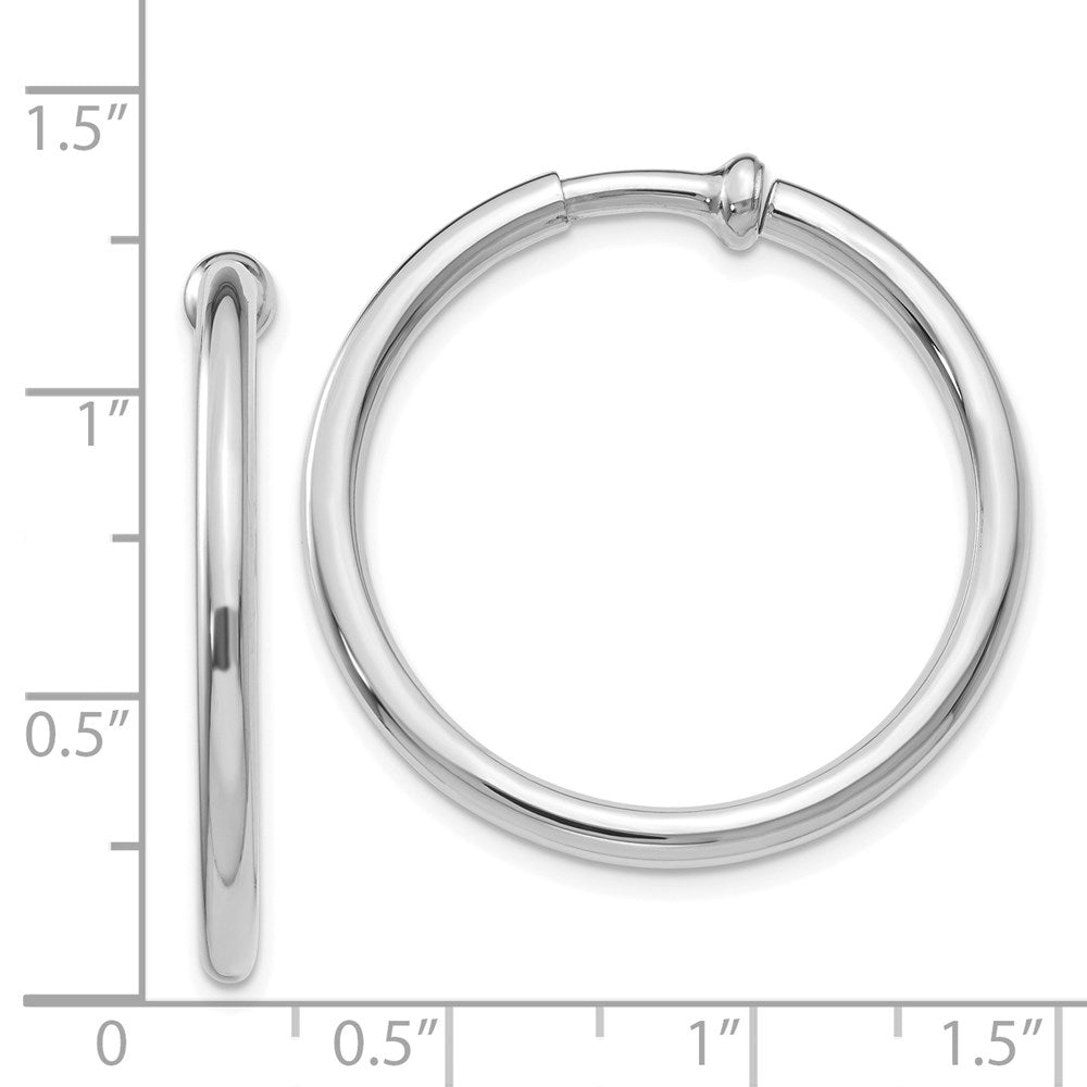 14K White Gold Non Pierced Earring Hoops Earrings