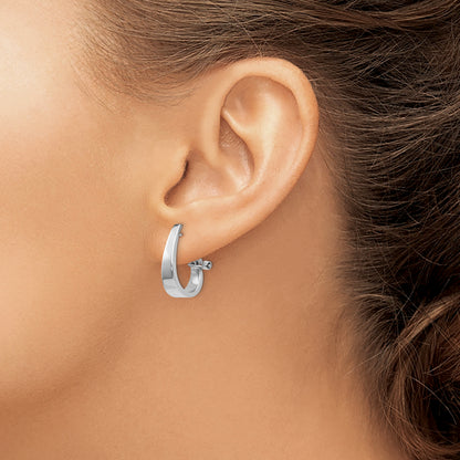 14K White Gold Polished Hoop Earrings