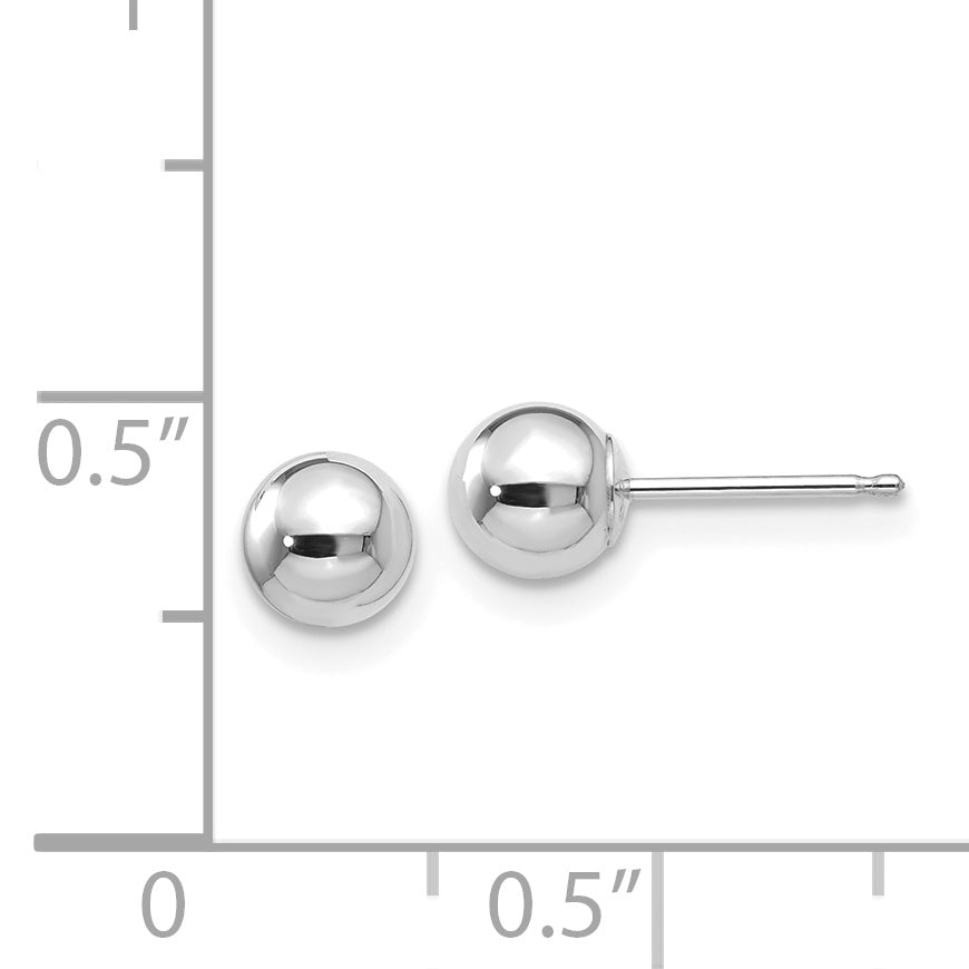 14K White Gold Polished 5mm Ball Post Earrings