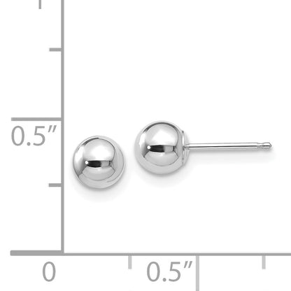 14K White Gold Polished 5mm Ball Post Earrings