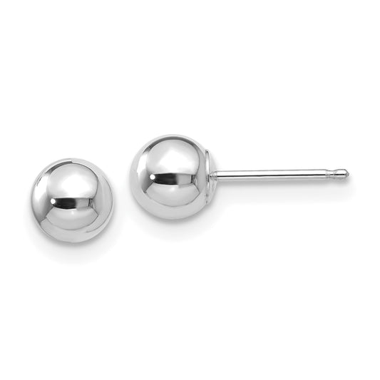 14K White Gold Polished 5mm Ball Post Earrings