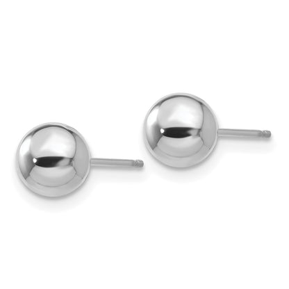 14K White Gold Polished 6mm Ball Post Earrings