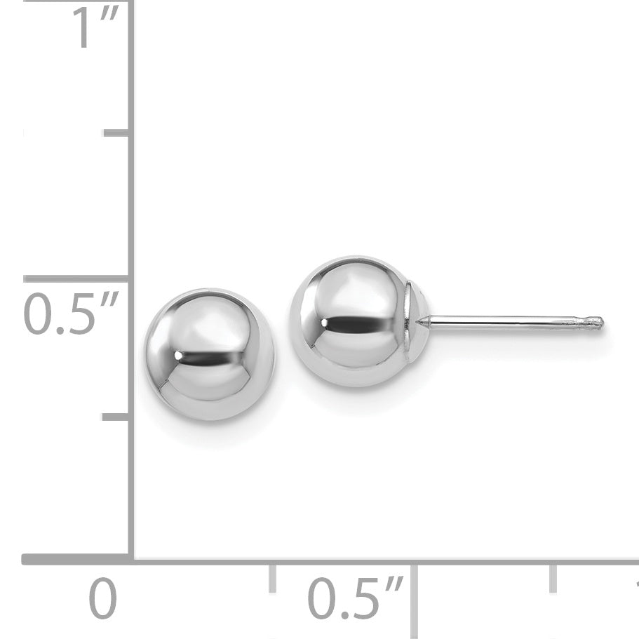 14K White Gold Polished 6mm Ball Post Earrings