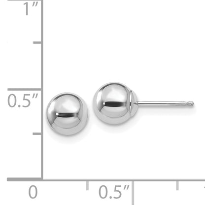 14K White Gold Polished 6mm Ball Post Earrings