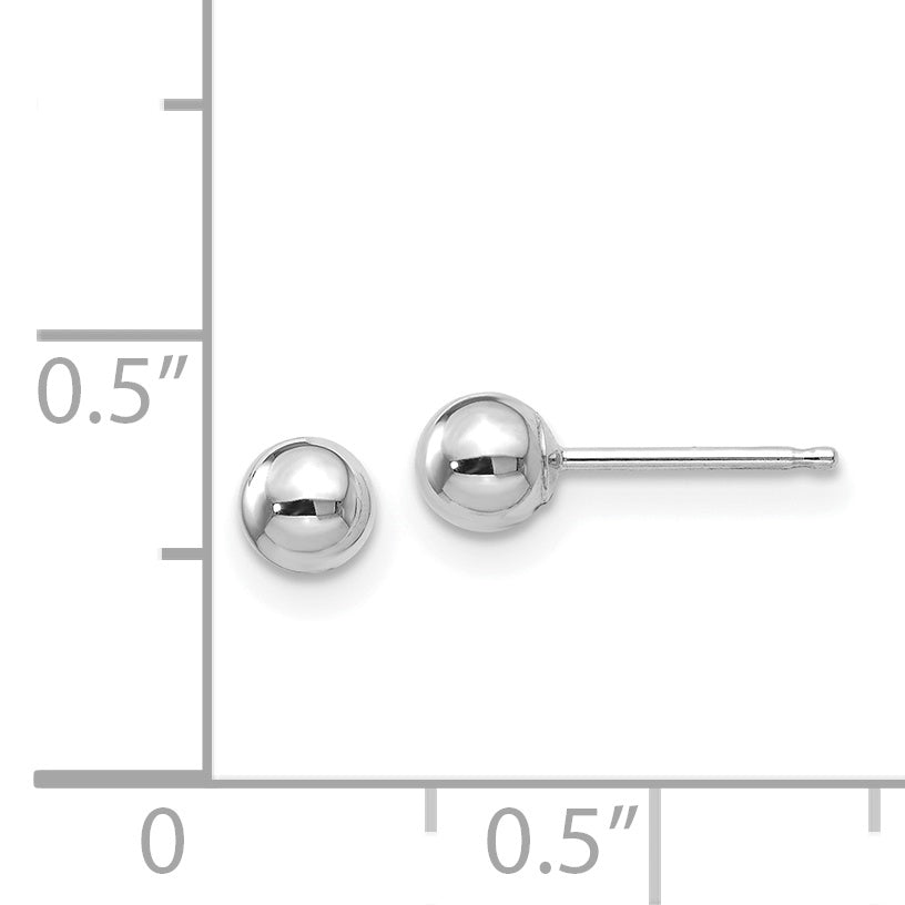 14K White Gold Polished 4mm Ball Post Earrings