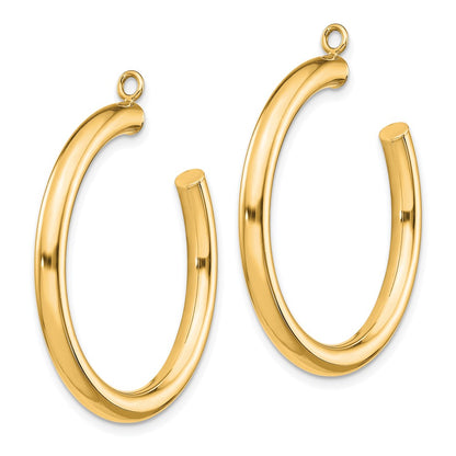 14K Yellow Gold Polished Tube Hoop Earring Jackets