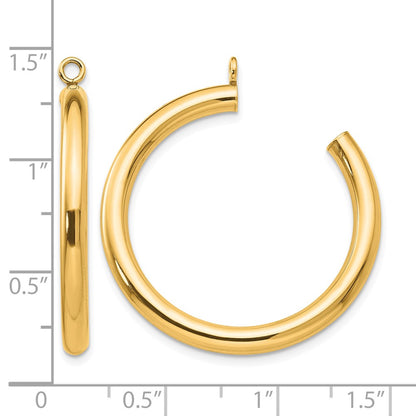 14K Yellow Gold Polished Tube Hoop Earring Jackets