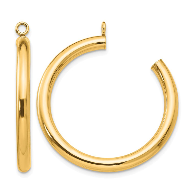 14K Yellow Gold Polished Tube Hoop Earring Jackets
