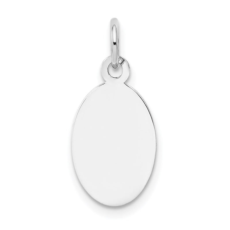 14k White Gold Plain Oval Engravable Disc Charm