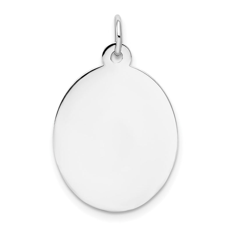 14k White Gold Plain Oval Engravable Disc Charm