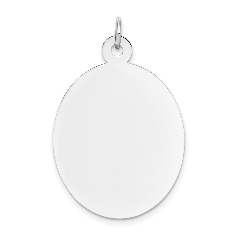 14k White Gold Plain Oval Engravable Disc Charm