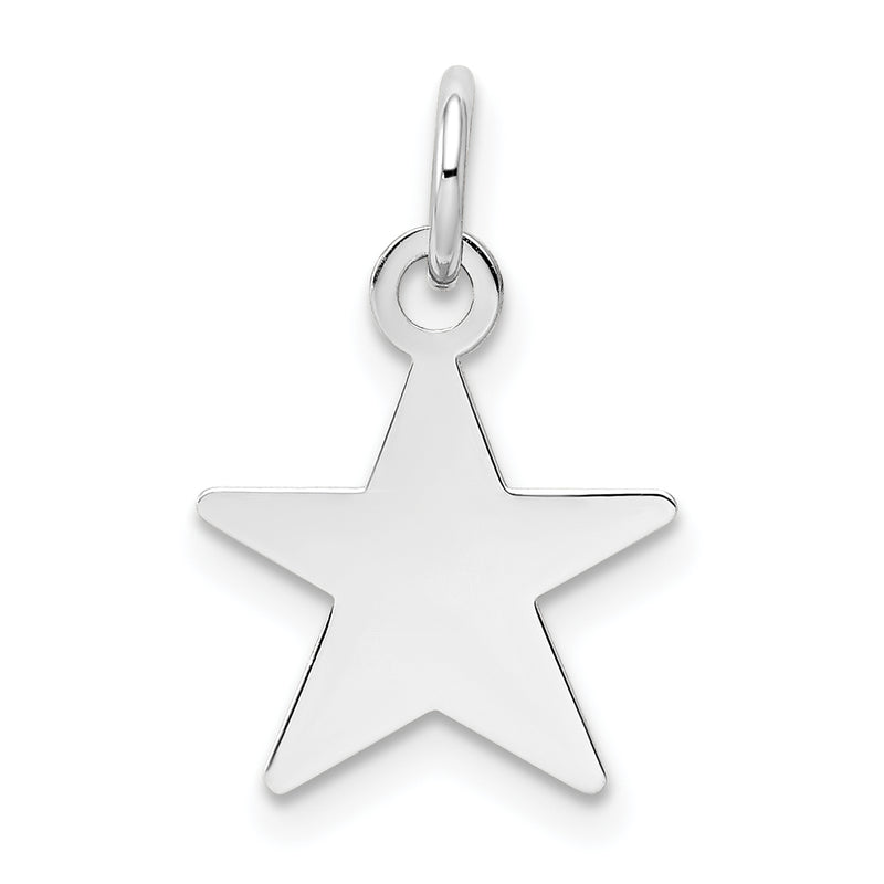 14k White Gold Plain Engravable Star Charm