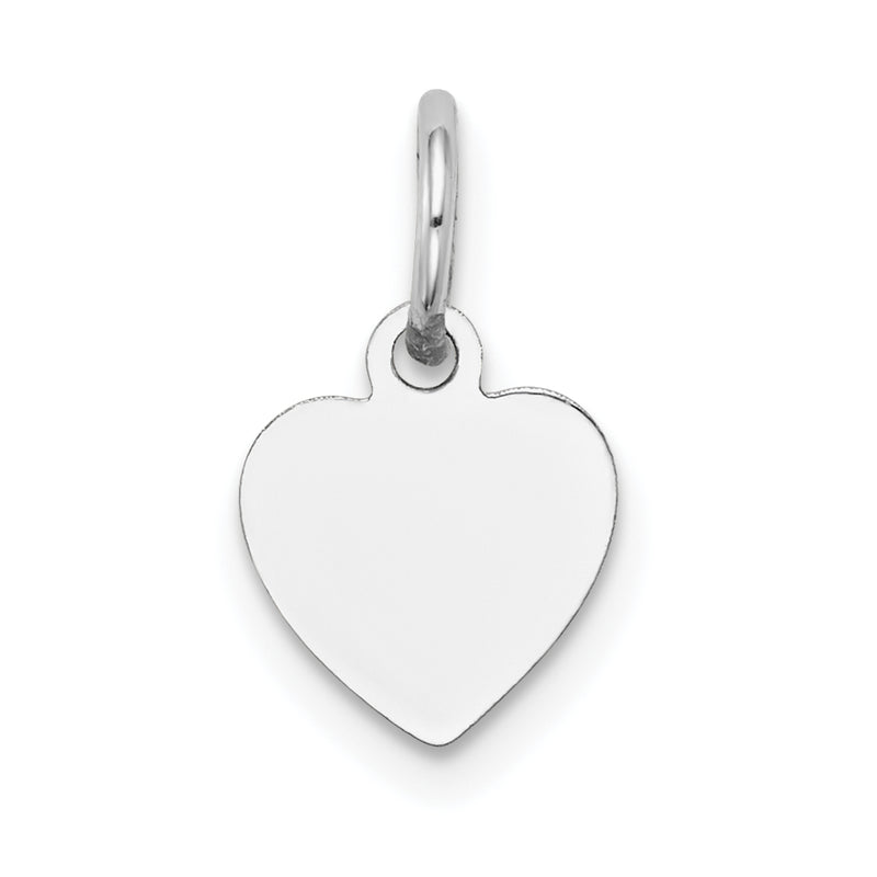 14k White Gold Plain Engravable Heart Charm