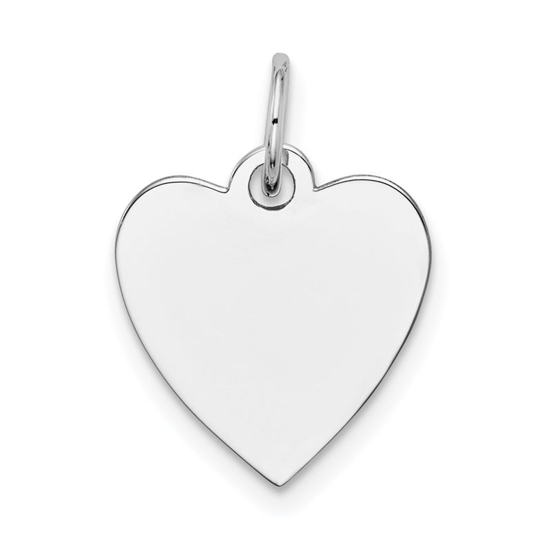 14k White Gold Plain Engravable Heart Charm