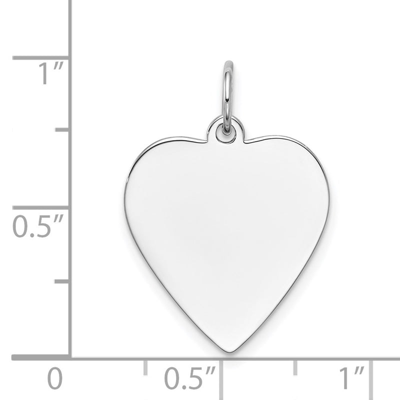 14k White Gold Plain Engravable Heart Charm