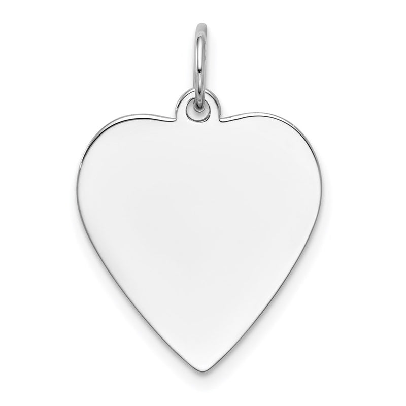 14k White Gold Plain Engravable Heart Charm