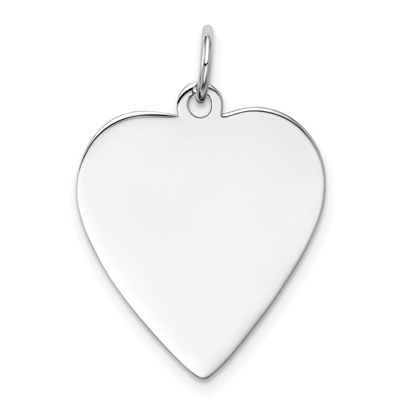 14k White Gold Plain Engravable Heart Charm