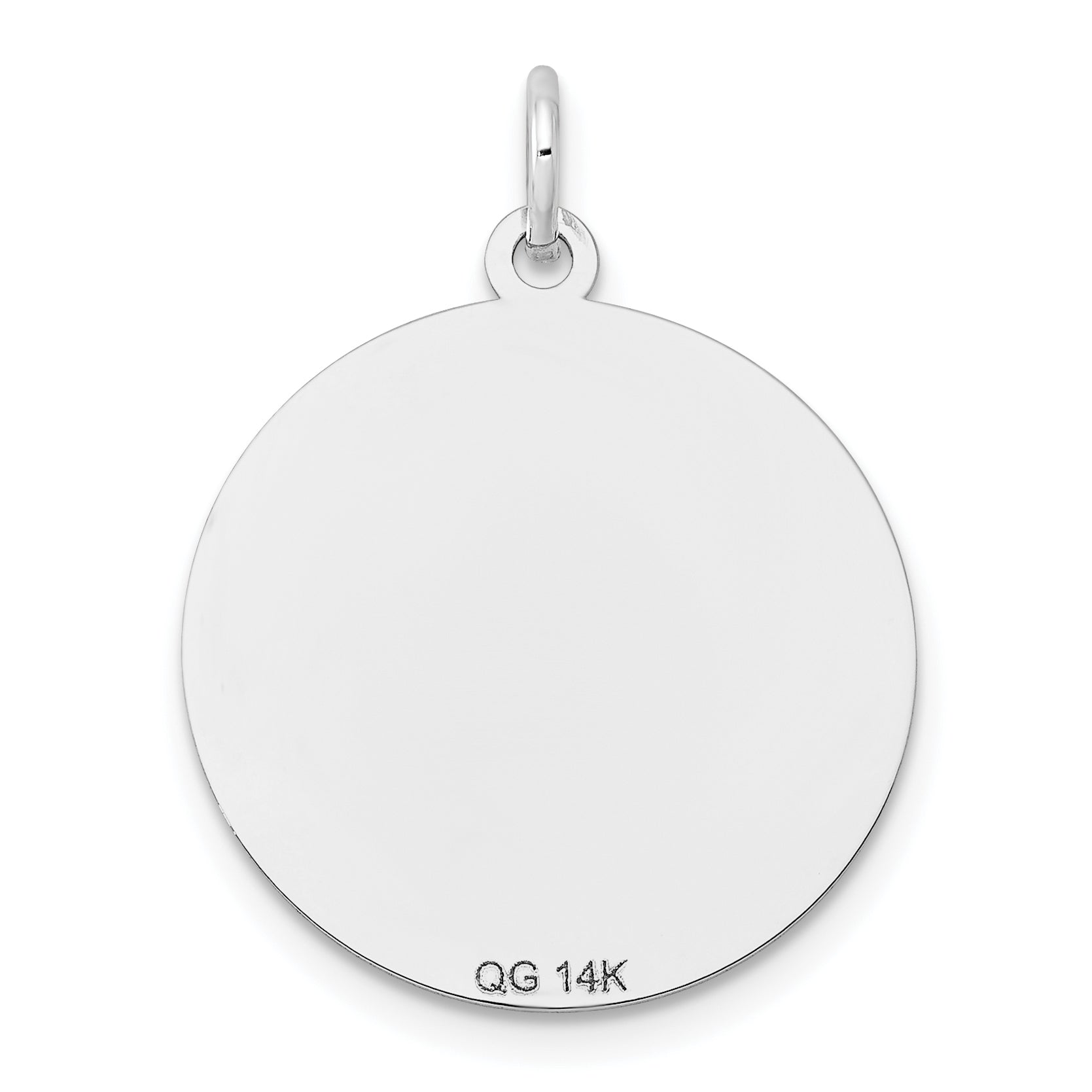 14k White Gold Etched Design Round Engravable Charm