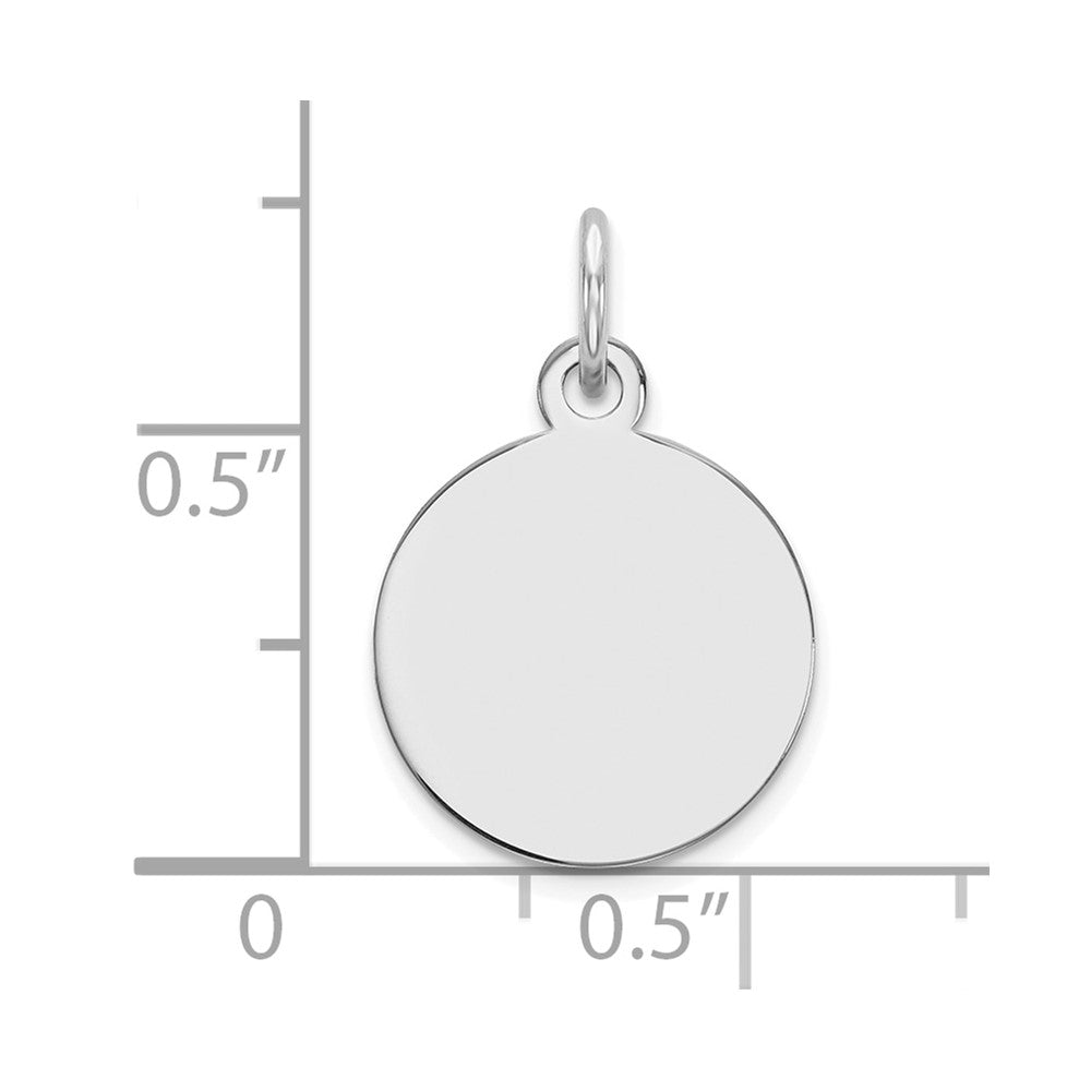 14k White Gold Plain Round Engravable Disc Charm