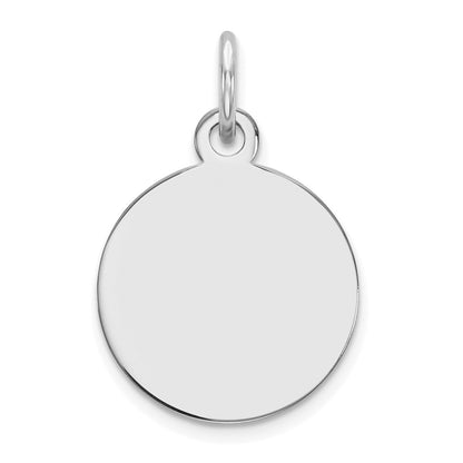 14k White Gold Plain Round Engravable Disc Charm