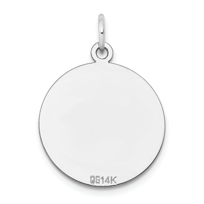 14k White Gold Plain Round Engravable Disc Charm