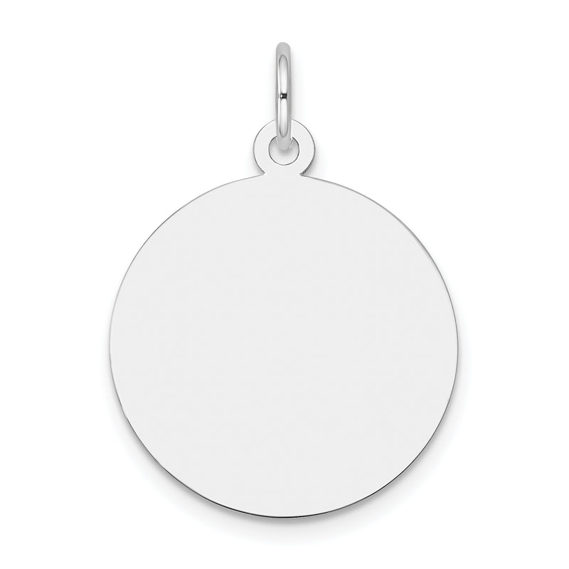 14k White Gold Plain Round Engravable Disc Charm