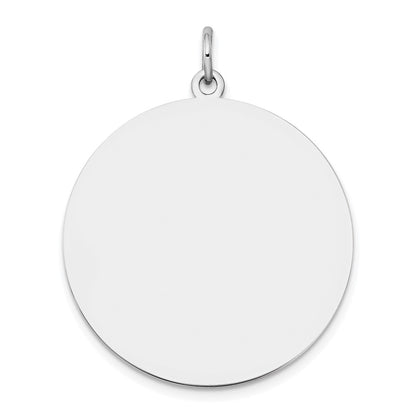 14k White Gold Plain Round Engravable Disc Charm