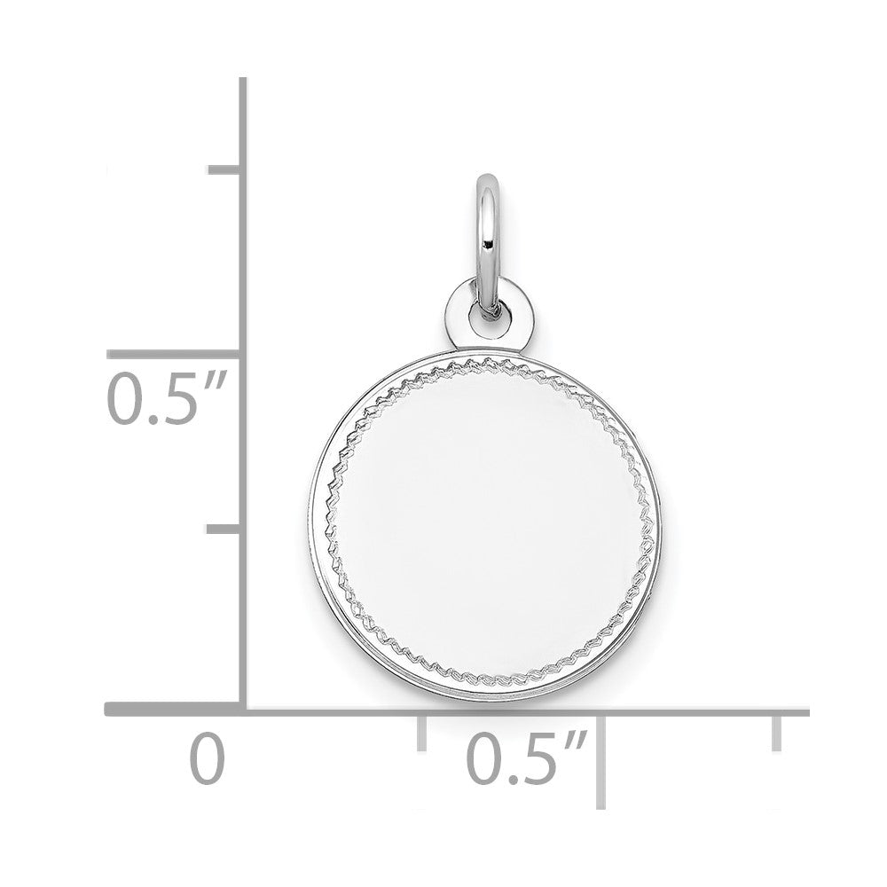 14k White Gold Plain Round Engravable Disc Charm