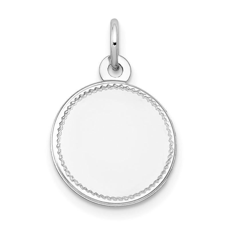 14k White Gold Plain Round Engravable Disc Charm