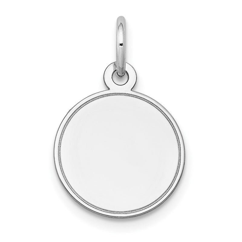 14k White Gold Plain Round Engravable Disc Charm