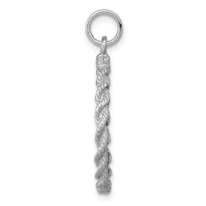14k White Gold 14k White Gold .013 Gauge Round Engravable Disc with Rope Charm